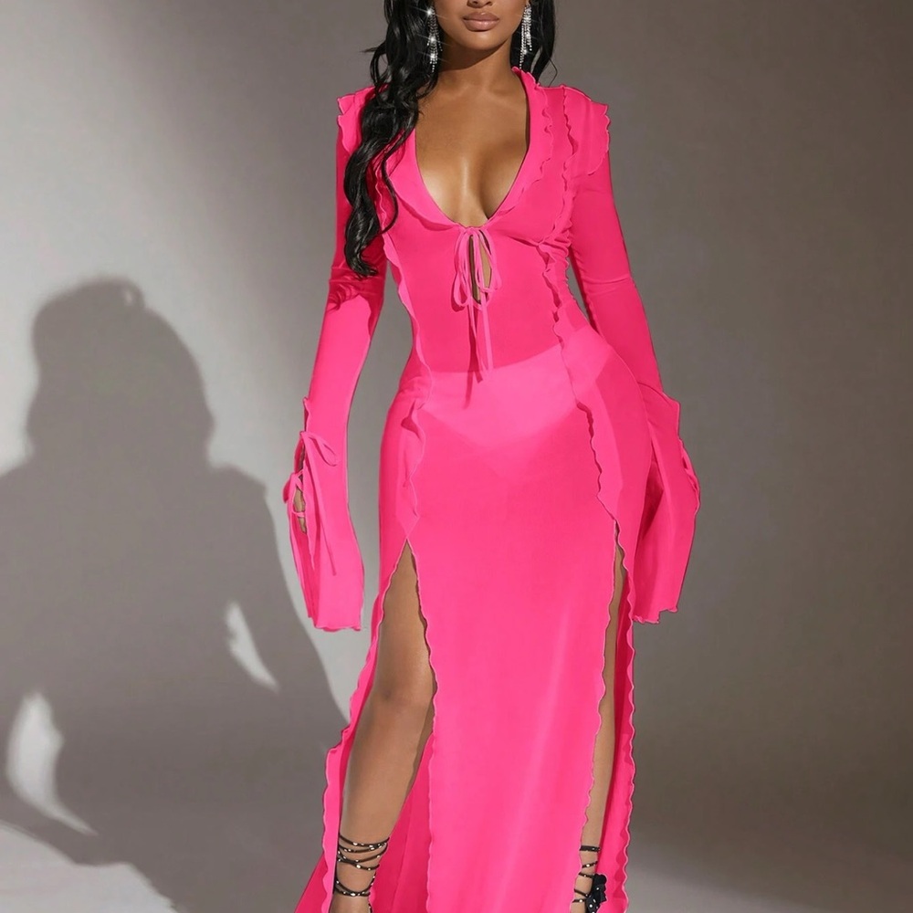 Long sleeve maxi dress cover up - Picture 3 of 7